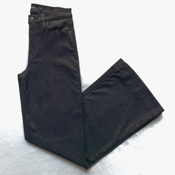 HUDSON Holly High Rise Wide Leg Trouser Black Gold Stretch Jeans - Picture 9 of 12